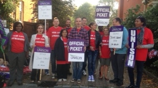 YCB care workers on strike September 2014