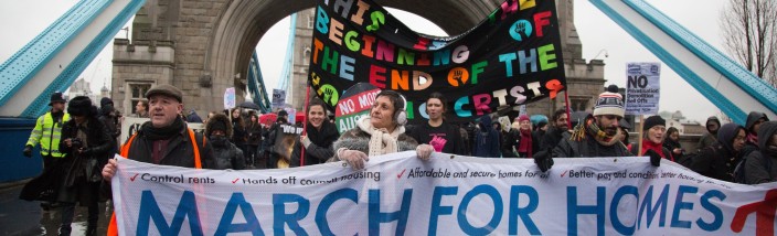 Campaigners march on City Hall to demand solutions to housing crisis